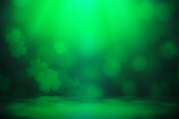 ST Patrick's day background green clover leaf bokeh lights defocused for ST Patrick's day celebration design background - 398078731