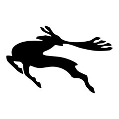 Silhouette of a running deer. Vector illustration on a white background.