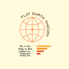 Graphic tee design with theme of flat earth theory. T-shirt, tees, urban clothing, typography, digital. 