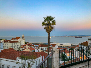 Sunset with river view in Lisbon