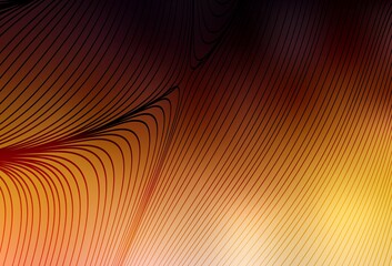 Dark Orange vector background with bent lines.