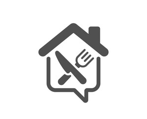 Food delivery icon. Meal order at home sign. House food deliver symbol. Quality design element. Flat style food delivery icon. Editable stroke. Vector