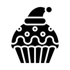 Christmas cupcake icon, Christmas food and drink vector