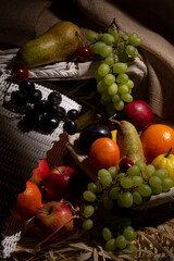 Nature morte corbeille de fruits