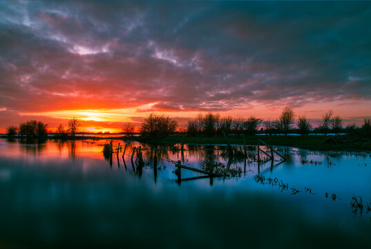 Sunset Flood Plain Welney Wash © Ian