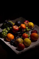 Nature morte corbeille de fruits