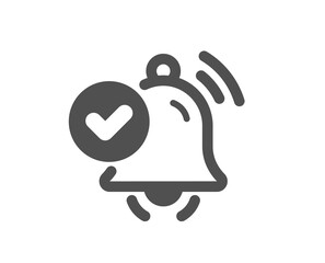 Notification received icon. Selected reminder sign. Alarm bell symbol. Quality design element. Flat style notification received icon. Editable stroke. Vector