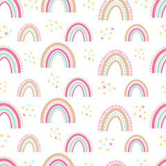 Rainbow vector seamless pattern on isolated background