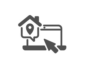 Work at home icon. Freelance job sign. Remote office employee symbol. Quality design element. Flat style work home icon. Editable stroke. Vector