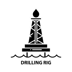 drilling rig icon, black vector sign with editable strokes, concept illustration