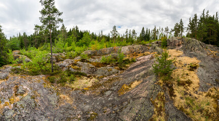 Fototapeta na wymiar View of the mount Hiidenvuori in Karelia