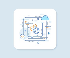 Global business line icon. Abstract vector button. World communication sign. Internet marketing symbol. World communication line icon. Speech bubble concept. Vector