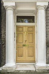 Classical Door on traditional London house. London, England, UK.