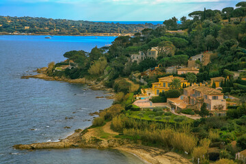 Fototapeta na wymiar Beautiful view of Saint Tropez Bay in the south of France.