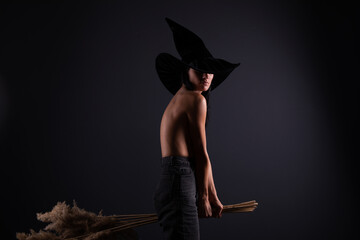 Halloween Party girl. Happy Halloween Witch. Horror. Fashion photo. 