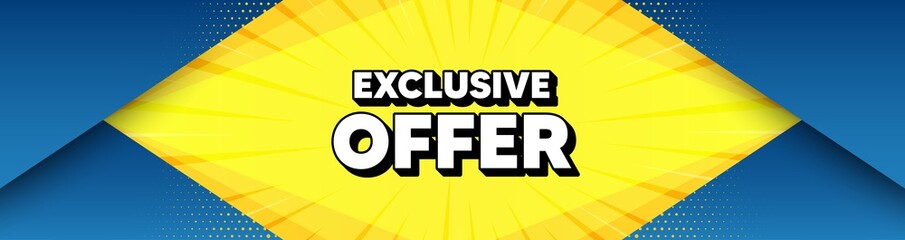 Exclusive offer. Modern background with offer message. Sale price sign. Advertising discounts symbol. Best advertising abstract banner. Exclusive offer badge shape. Abstract yellow background. Vector