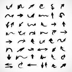 Vector set of hand-drawn arrows, elements for presentation