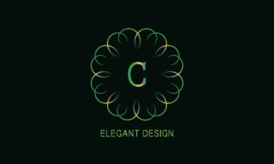Graphic design of the monogram with a decorative letter C. Emblem for fashion, beauty and jewelry industry, sign, business symbol, greeting cards, invitations, menus, labels.
