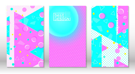 Set of memphis patterns. Abstract colorful fun background. Hipster style 80s-90s. Memphis elements.