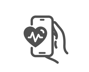 Cardio training app icon. Fat burning application sign. Gym fit heartbeat symbol. Quality design element. Flat style cardio training icon. Editable stroke. Vector