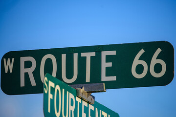 Historic Route 66 sign. Travel and adventure. American roads.