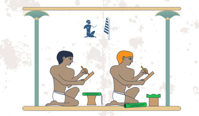 Ancient Egypt set of illustration, group of people. Egypt murals, Ancient Egypt people, people of the Nyle