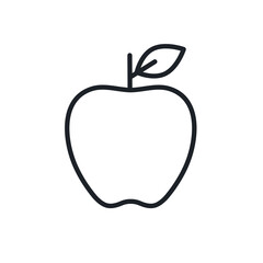 Apple icon. Vector linear icon, contour, shape, outline isolated on a white background. Thin line. Modern minimalistic design. Fruits.