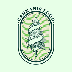 Vintage Weed Logo, Cannabis Badge for your work Logo merchandise clothing line, stickers and poster, greeting cards advertising business company or brands.