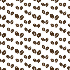 Brown coffee beans. Coffe seamless vector pattern. Suitable for wrapping paper, fabric printing, coffee shop, restaurant, cafe