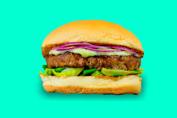 hamburger on a blue background