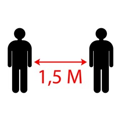 Social distance: The arrow shows the distance between people 1.5 meters. Vector illustration. Vector icon.