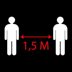 Social distance: The arrow shows the distance between people 1.5 meters. Vector illustration. Vector icon.