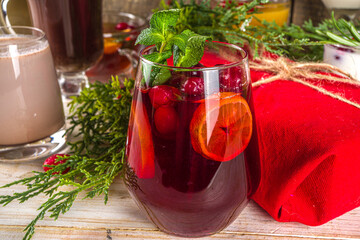 Set of different Christmas and winter drinks. An assortment of Christmas cocktails, hot and cold...