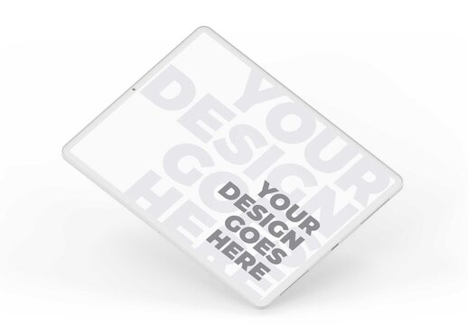 Floating White Tablet Isolated on Light Background