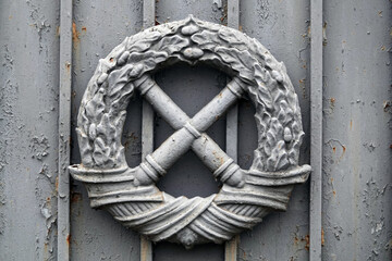 Sign on the gate to the military unit