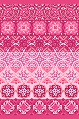 Beautiful seamless pattern with ornamental stripes in pink colors. Vector design. Ceramic tiles. Tapestry. Print for fabric.