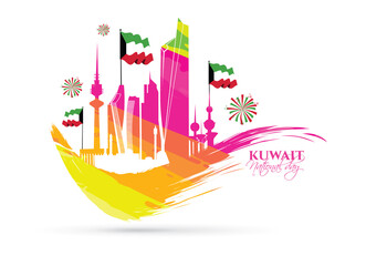 vector illustration. design of the schedule for the holidays of Kuwait. The 25th day is the national holiday, the day of independence. February 26 is the day of liberation of Kuwait vector