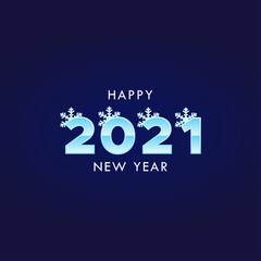 Happy New Year 2021 Winter Font Design Template Illustration
