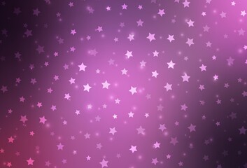 Fototapeta na wymiar Light Purple, Pink vector layout with bright snowflakes, stars.