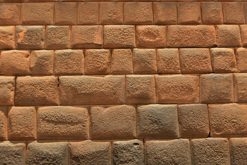 inca walls in cusco streets along the alley 