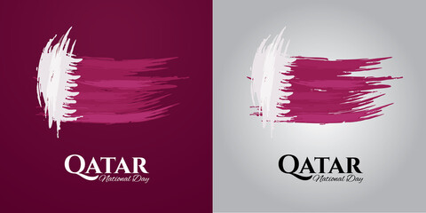 Qatar National Day of Qatar. a national holiday celebrating the union and gaining independence Qatar December 18, 1878. silhouettes sights of Qatar capital of Doha vector holiday illustration.