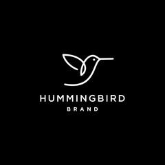 hummingbird colibri bird with leaf nature logo icon line abstract outline monoline vector illustration