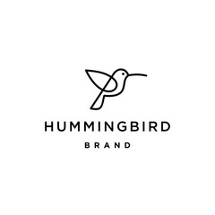 hummingbird colibri bird with leaf nature logo icon line abstract outline monoline vector illustration © Ramosh Artworks