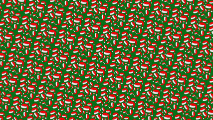 Santa's hat pattern on green background