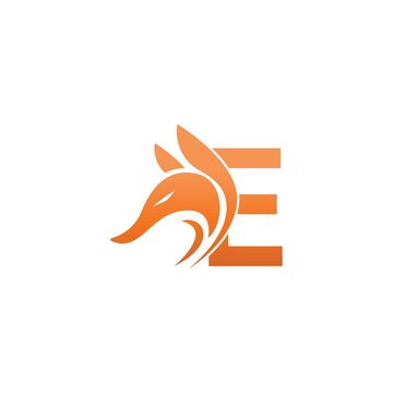Fox head icon combination with letter E logo icon design