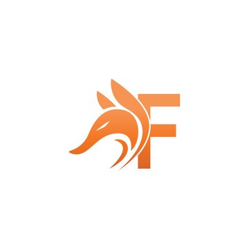 Fox head icon combination with letter F logo icon design