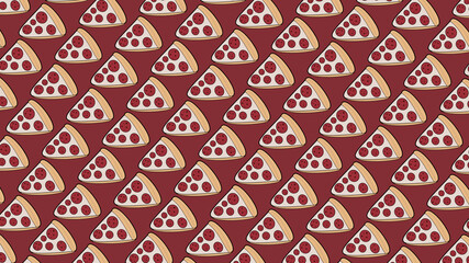 Pizza slice on red background