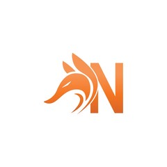 Fox head icon combination with letter N logo icon design