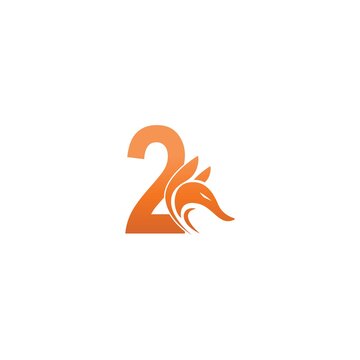 Fox head icon combination with number 2 logo icon design