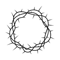 Christian logo crown of thorns religious symbol hand drawn vector illustration sketch on white background